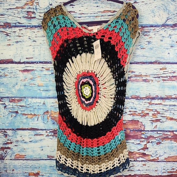 Boston Proper Tops - Boston Proper Multicolor Crochet Blouse